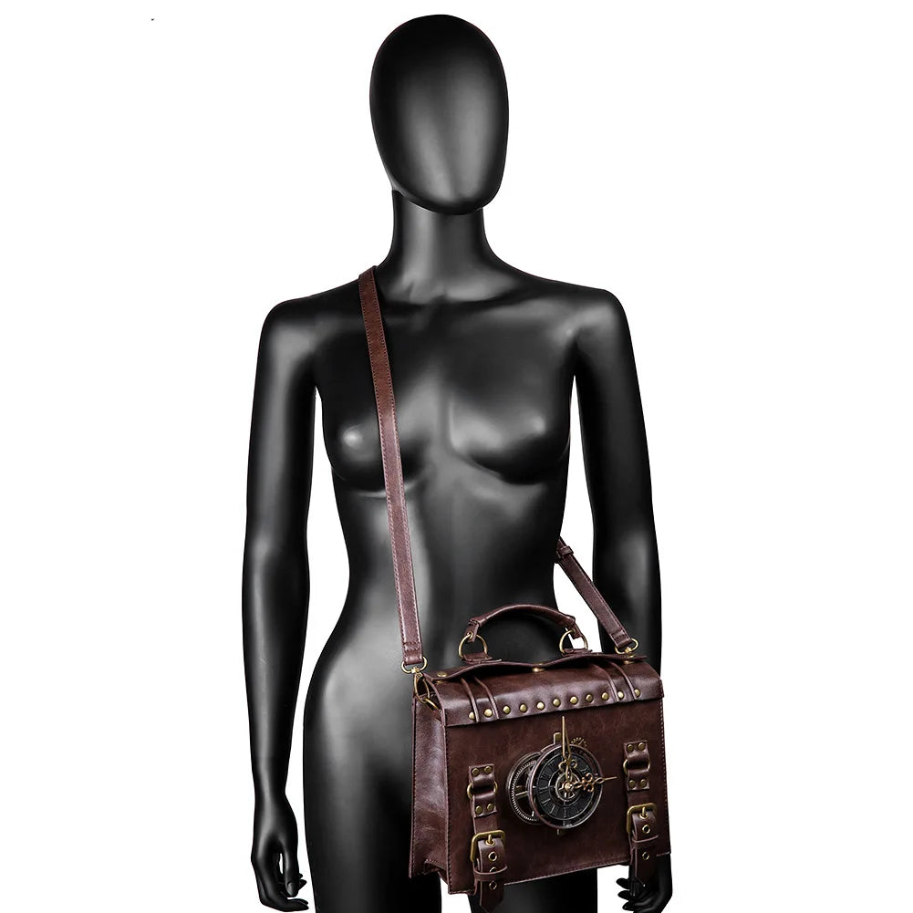 Steampunk Vintage Look Timepiece Shoulder Bag - Festigal