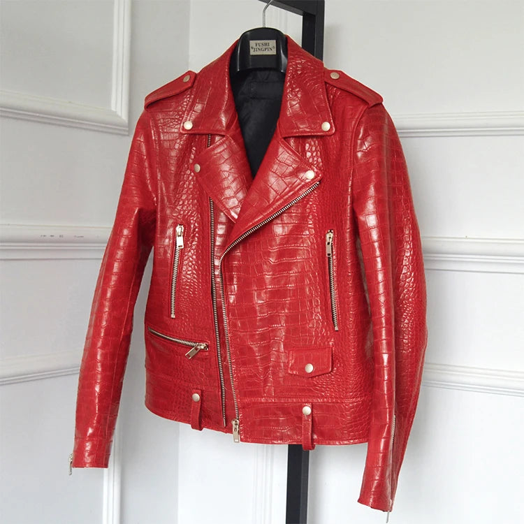 Men's Faux Crocodile Leather Jacket - Festigal