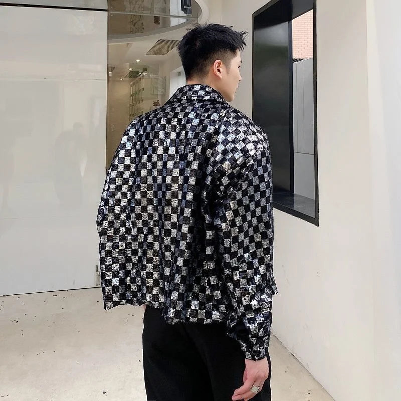 Sequin Checkerboard Men's Jacket - Festigal