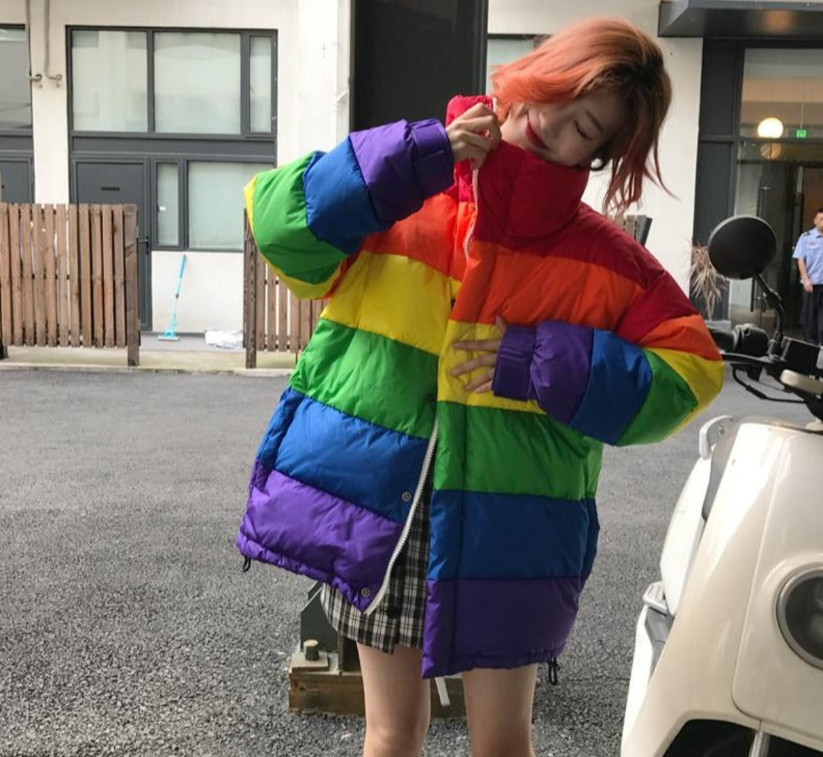 Rainbow Striped Puffer Jacket - Festigal