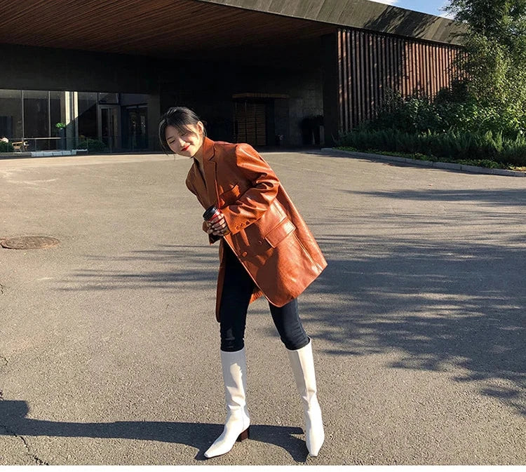 Crocodile Faux Leather Blazer - Festigal