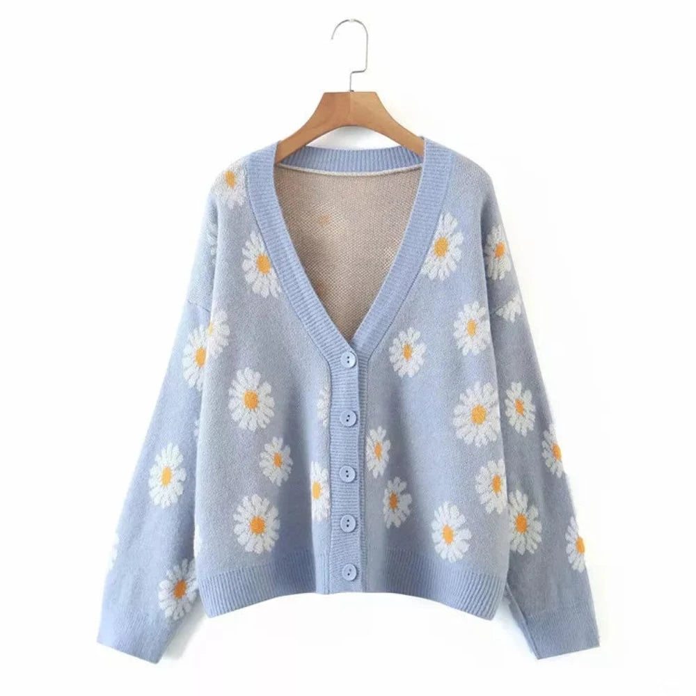Little Daisy V-Neck Oversize Cardigan - Festigal
