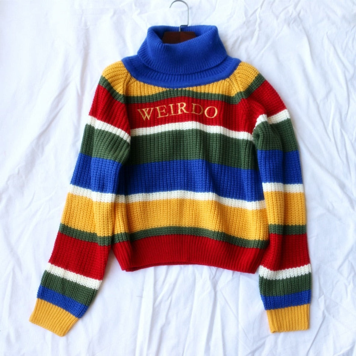Embroidered Weirdo Oversized Knitted Sweater - Festigal