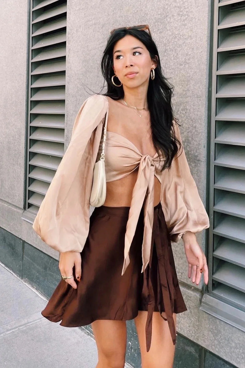 Satin Wrap Mini Skirt - Festigal