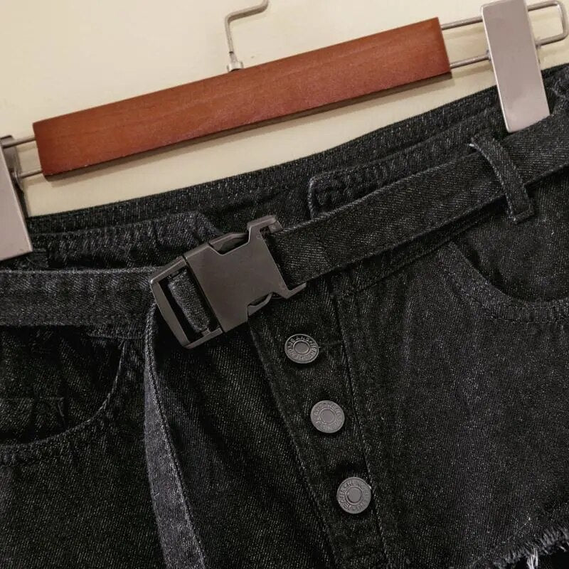 Asymmetrical Denim Jeans Tulle Skirt - Festigal