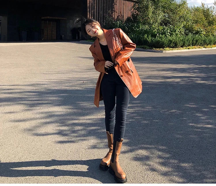 Crocodile Faux Leather Blazer - Festigal