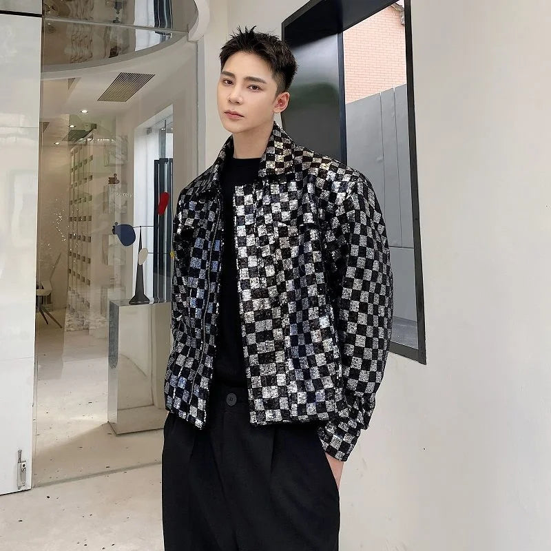 Sequin Checkerboard Men's Jacket - Festigal