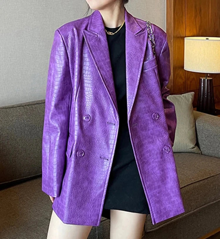 Crocodile Faux Leather Blazer - Festigal