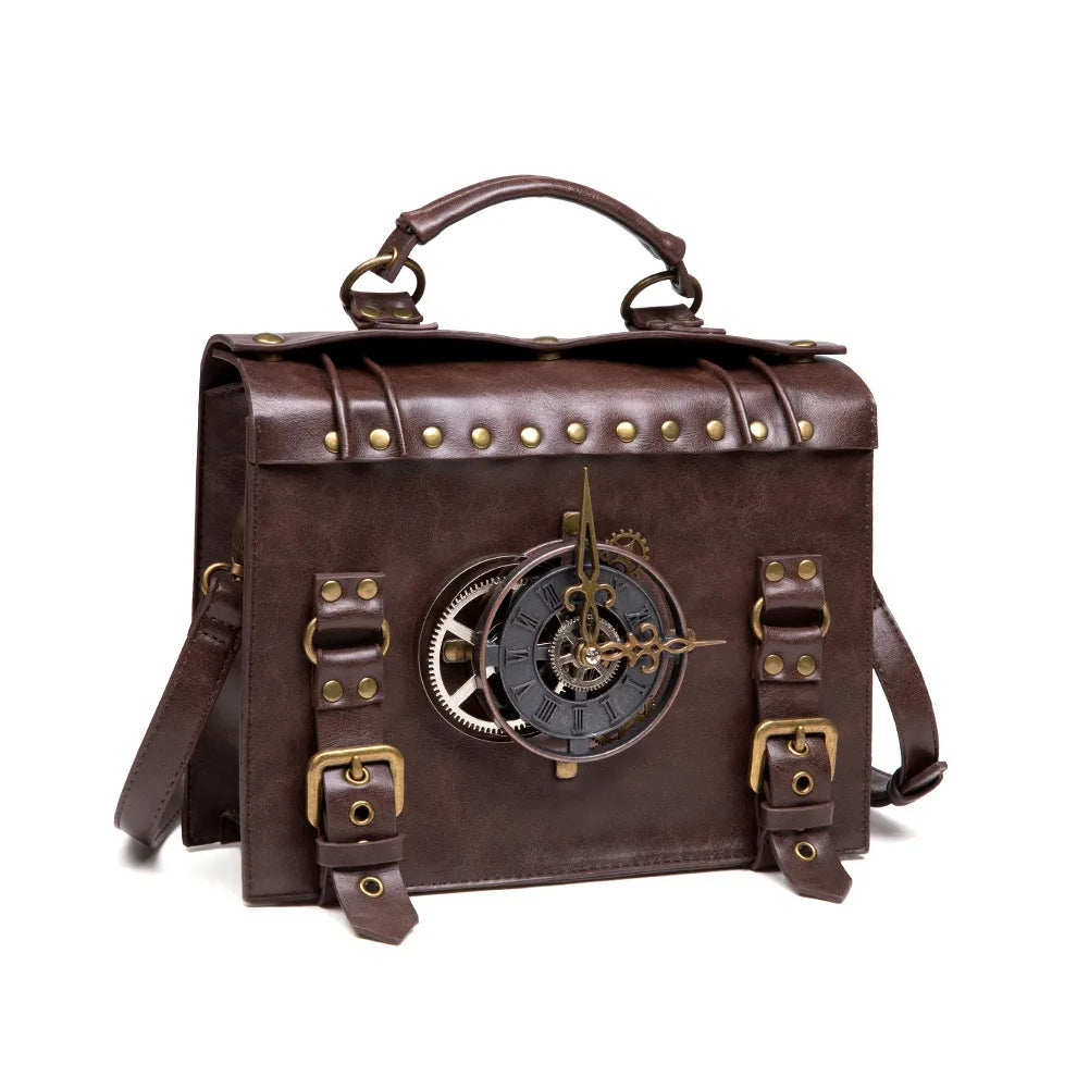 Steampunk Vintage Look Timepiece Shoulder Bag - Festigal
