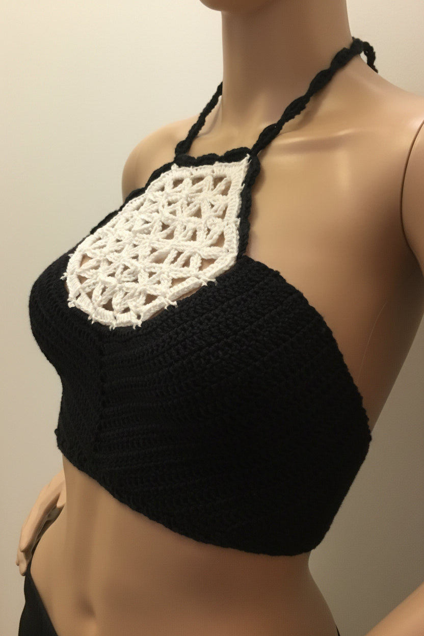 Wildflower Inset Crochet Halter Tops – Handmade Festival Bralette