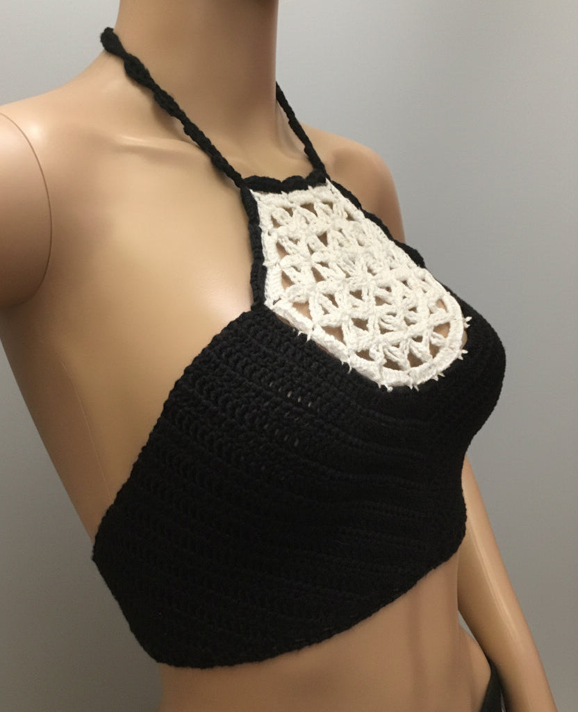 Wildflower Inset Crochet Halter Tops – Handmade Festival Bralette