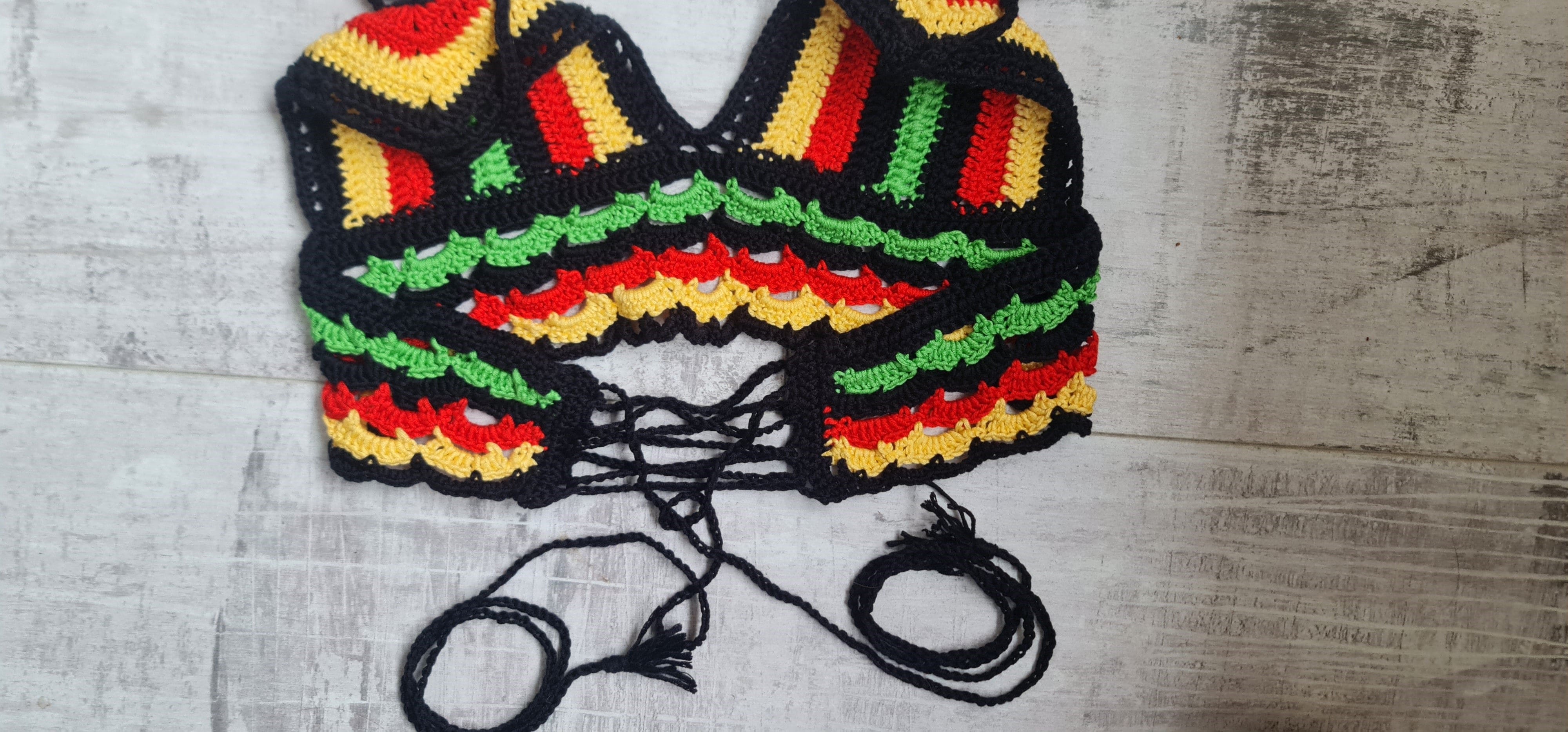 Handmade Crochet Unique Festival Halter Top Bralette. - Festigal