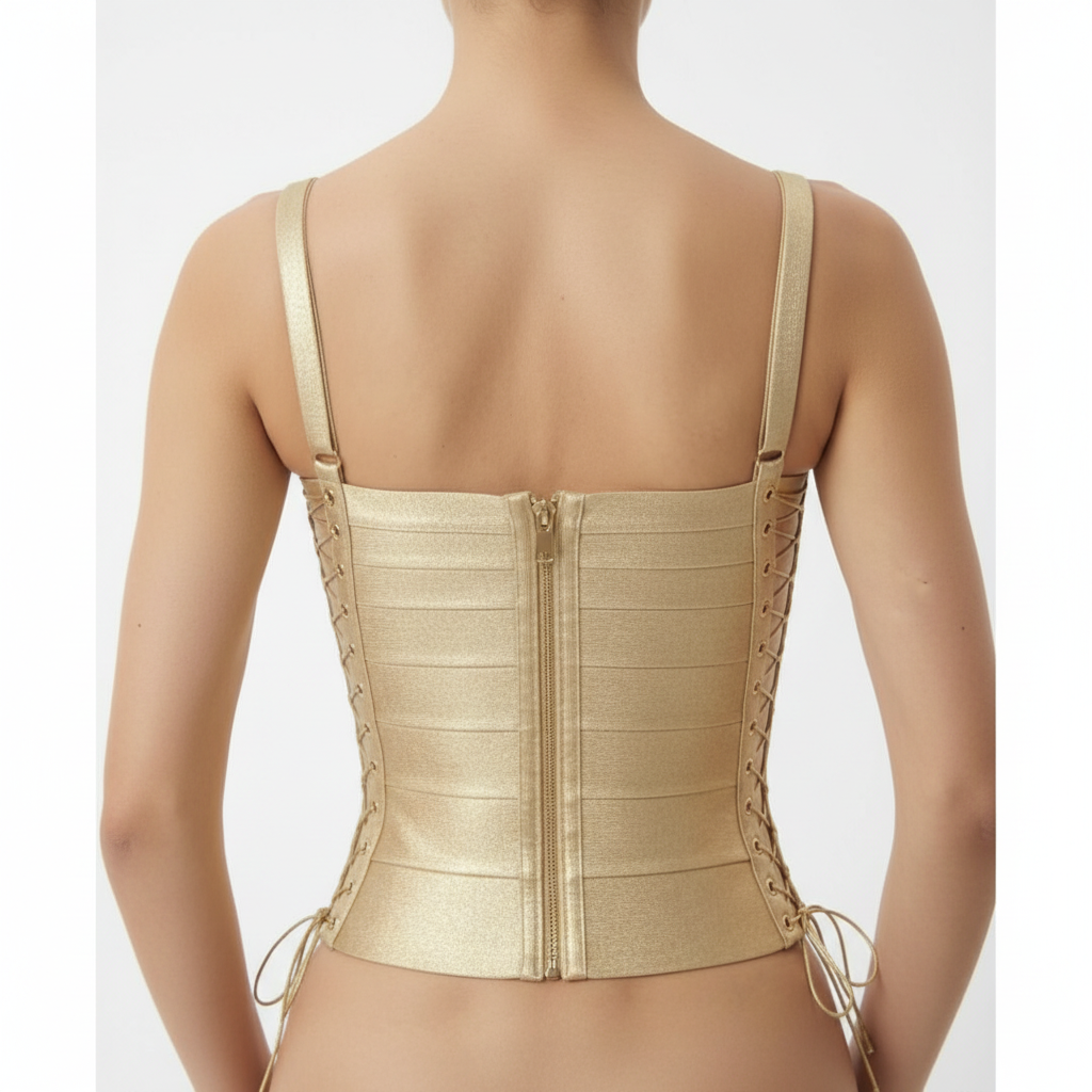 Metallic Bandage Lace Up Top