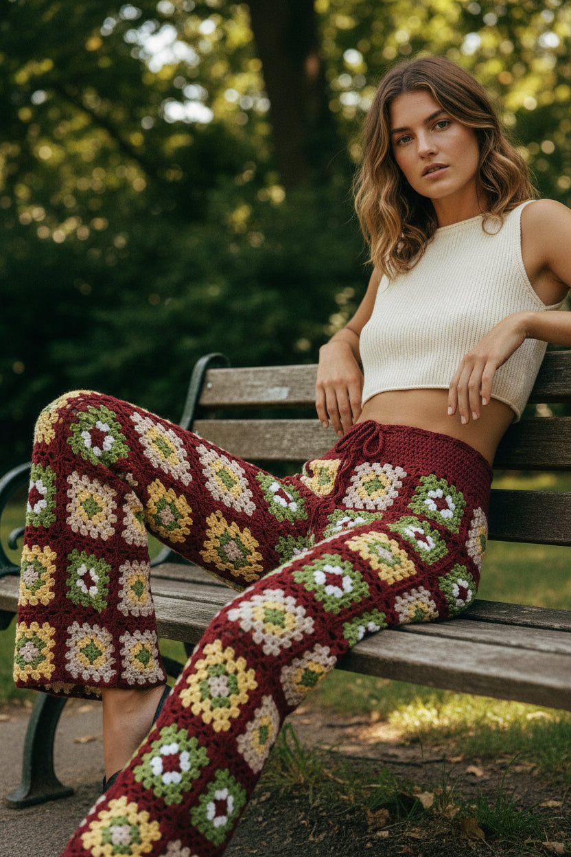 Granny Square Crochet Pants