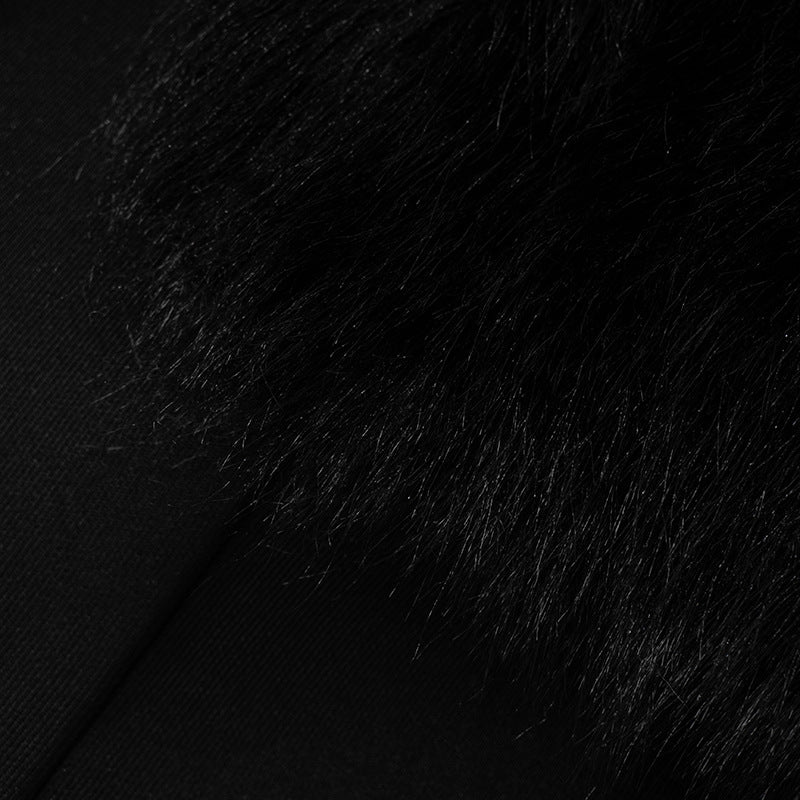 Faux Fur Trim A-Line Dress - Festigal