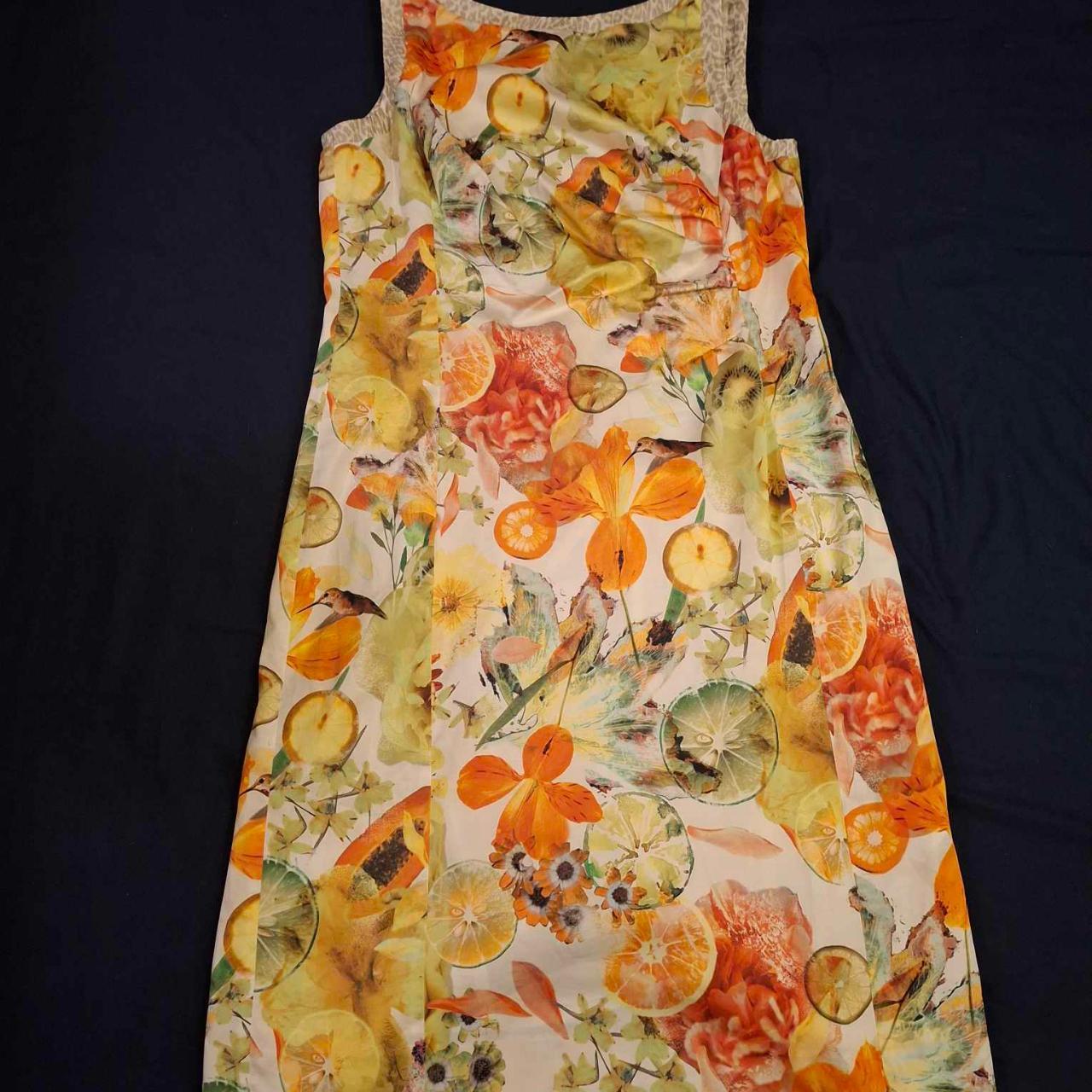Mark Cain Dress BNWOT Size N5 UK size 16 Floral Fruit Print. - Festigal