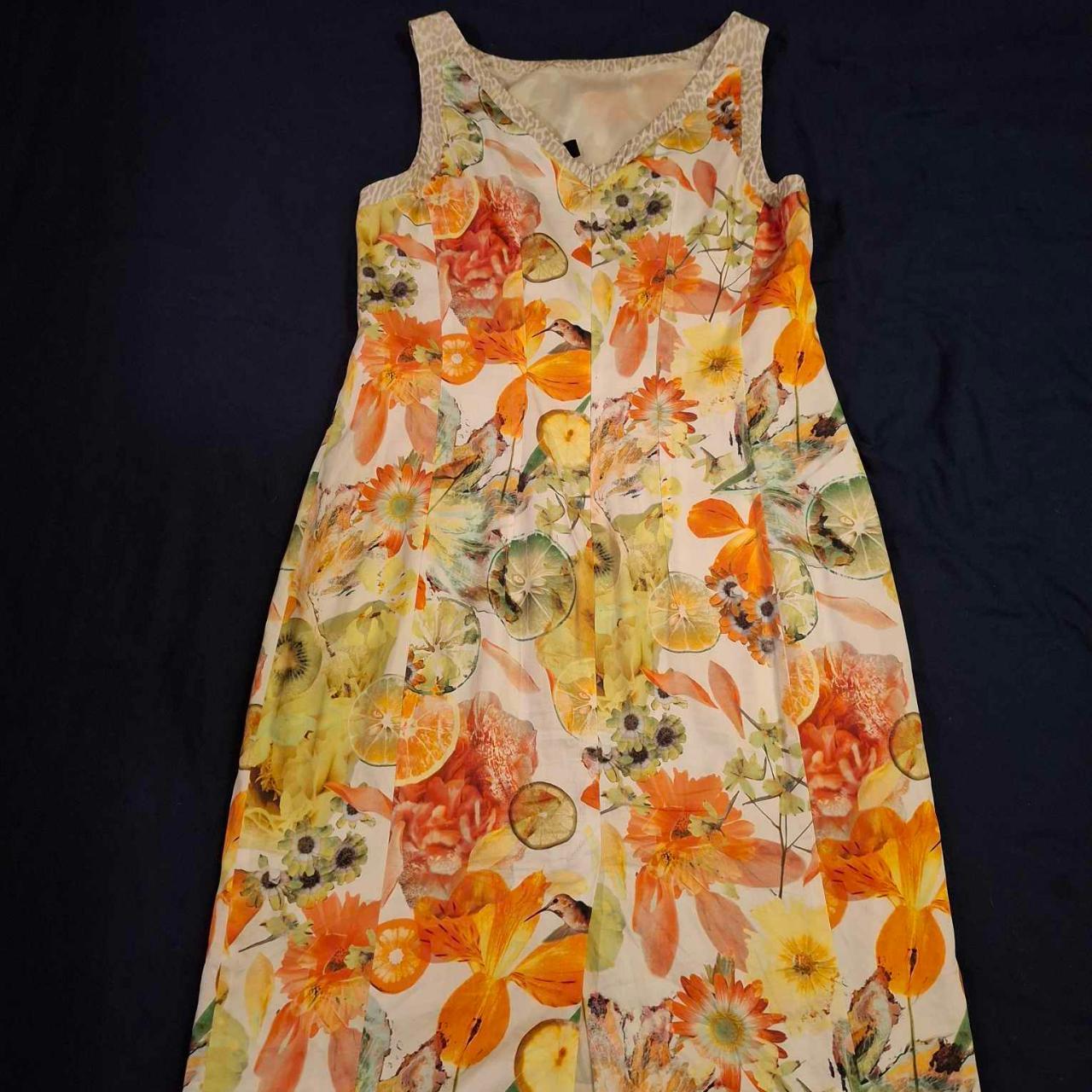 Mark Cain Dress BNWOT Size N5 UK size 16 Floral Fruit Print. - Festigal
