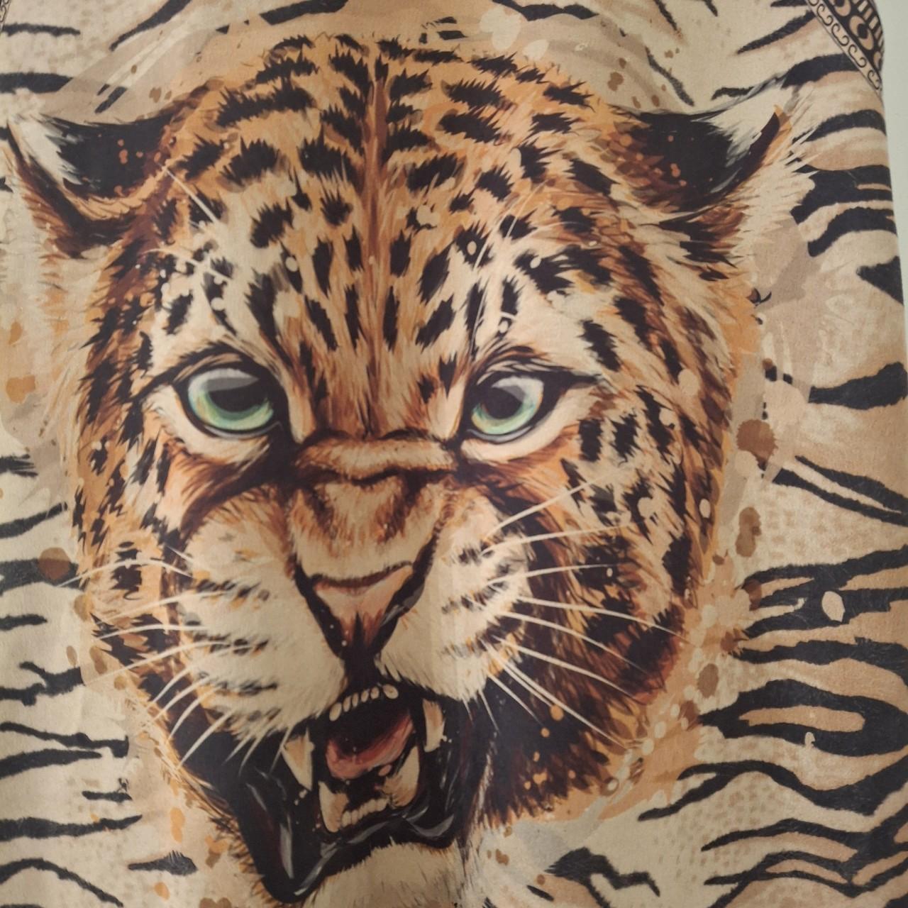 Tan and brown fringed tassel tiger gilet. One Size - Festigal