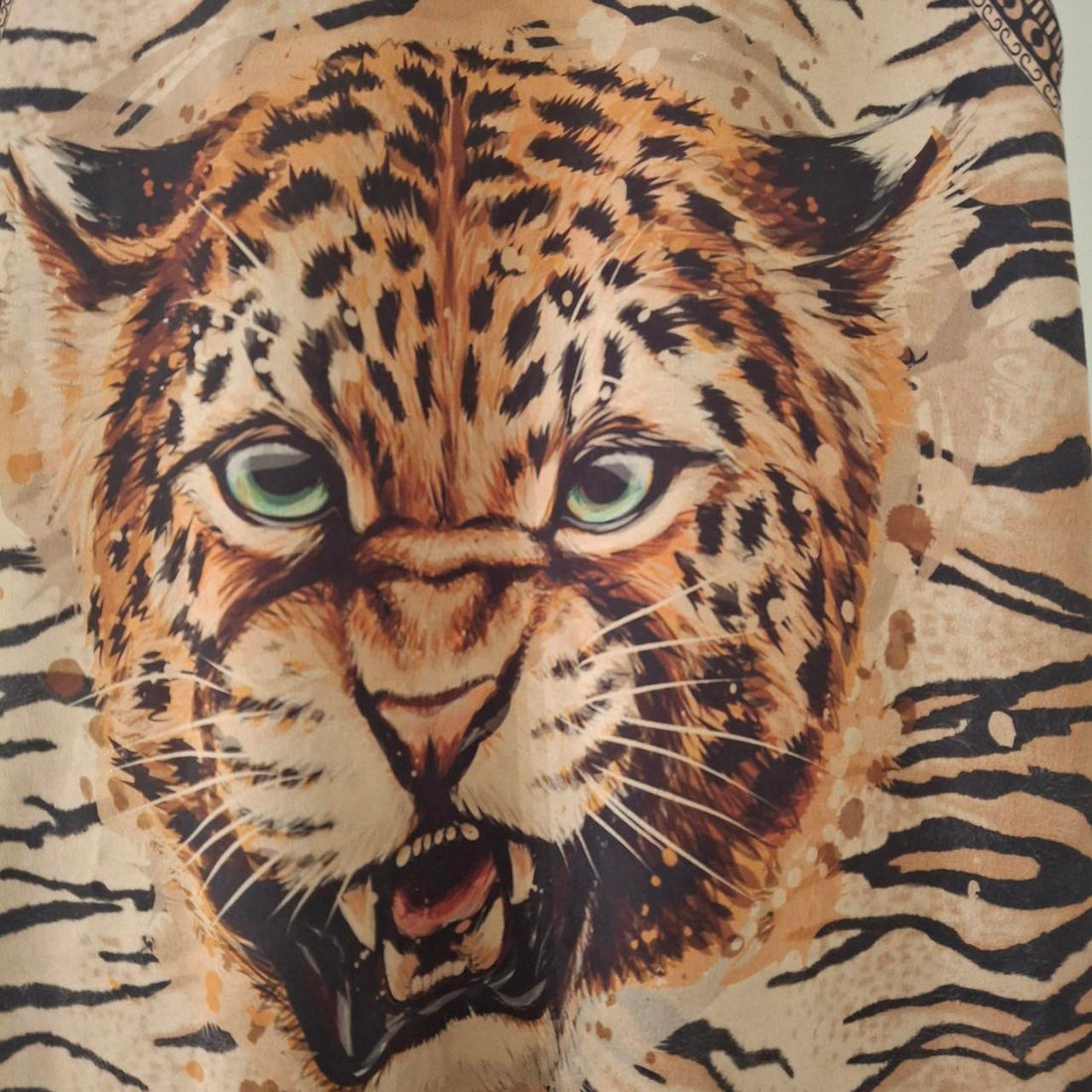 Tan and brown fringed tassel tiger gilet. One Size - Festigal