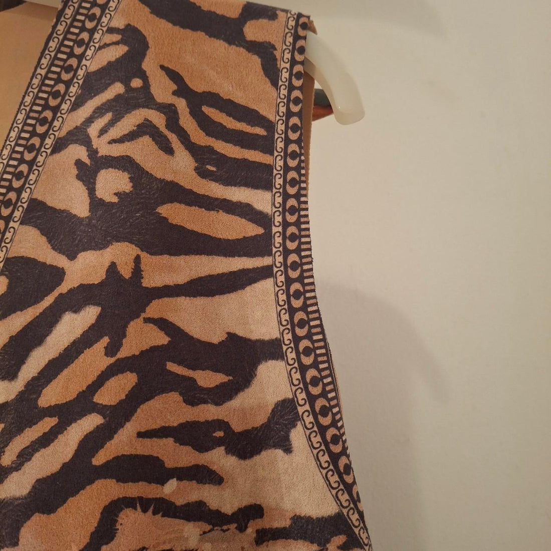Tan and brown fringed tassel tiger gilet. One Size - Festigal