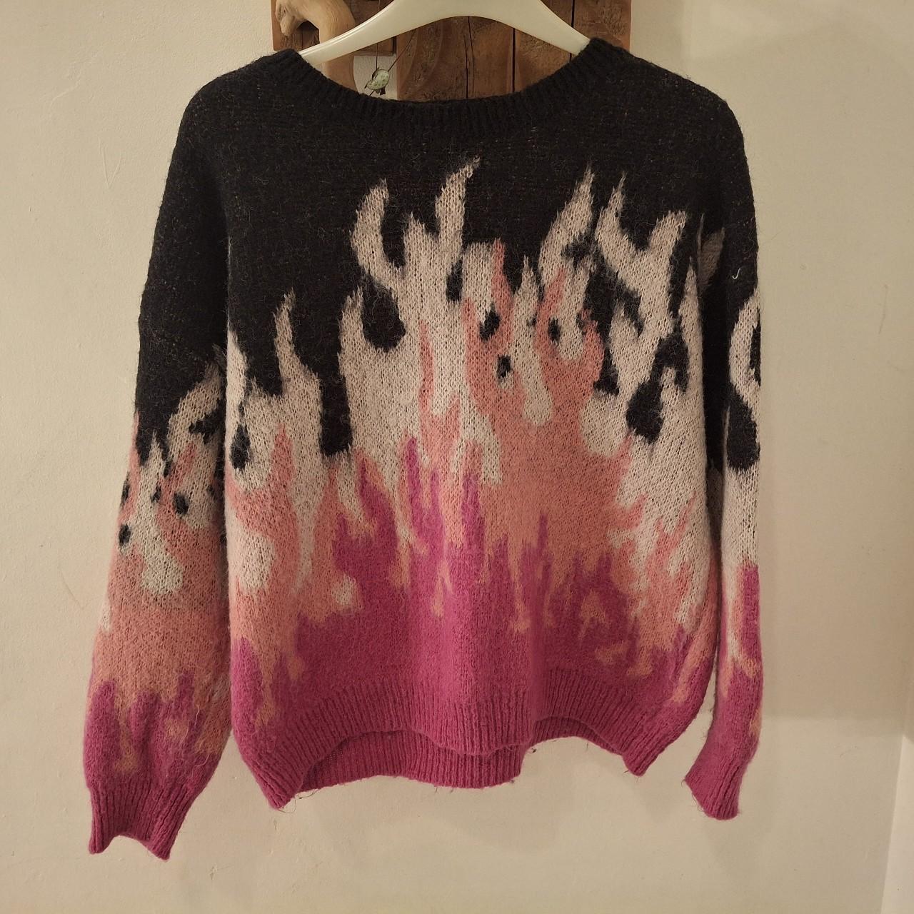 Pink and Black Flame Sweater from Ciao Milano. Size M UK 10. - Festigal