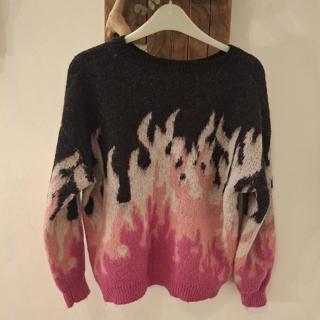 Pink and Black Flame Sweater from Ciao Milano. Size M UK 10. - Festigal