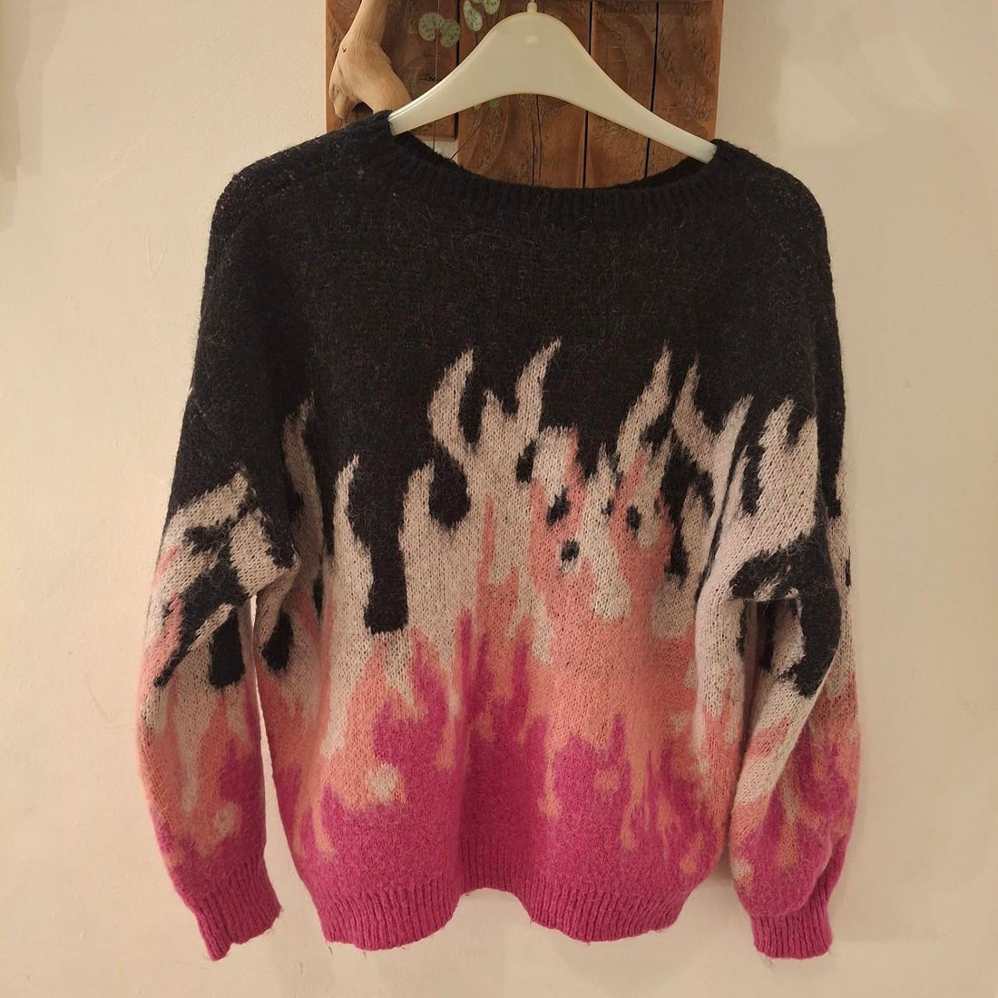 Pink and Black Flame Sweater from Ciao Milano. Size M UK 10. - Festigal