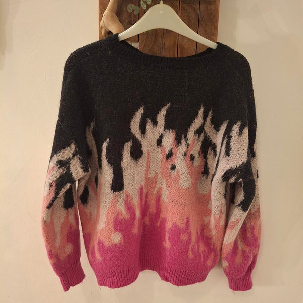 Pink and Black Flame Sweater from Ciao Milano. Size M UK 10.