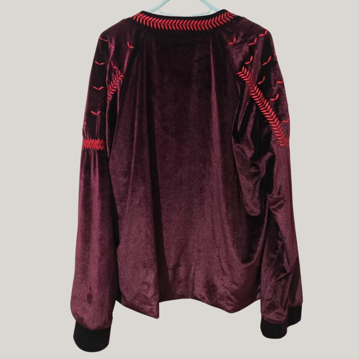 JCL Vintage Purple Velour Embroidered Floral Jacket Size Small - Festigal