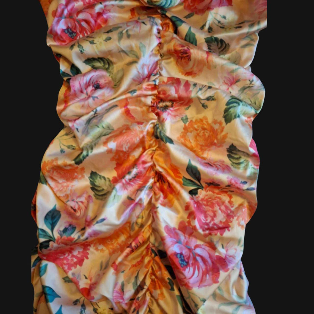 For Love & Lemons Size S Designer Ruched Floral Off The Shoulder Dress. - Festigal