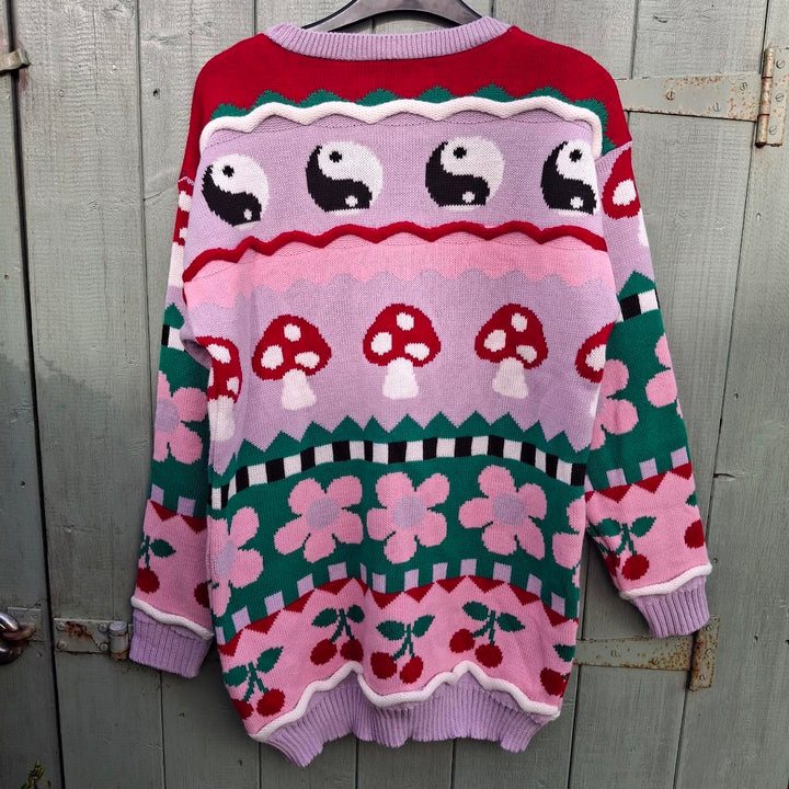 BNWOT Daisy Street Ying and Yang Cherry Blossom Flower Mushroom Jumper. Size UK 6. - Festigal