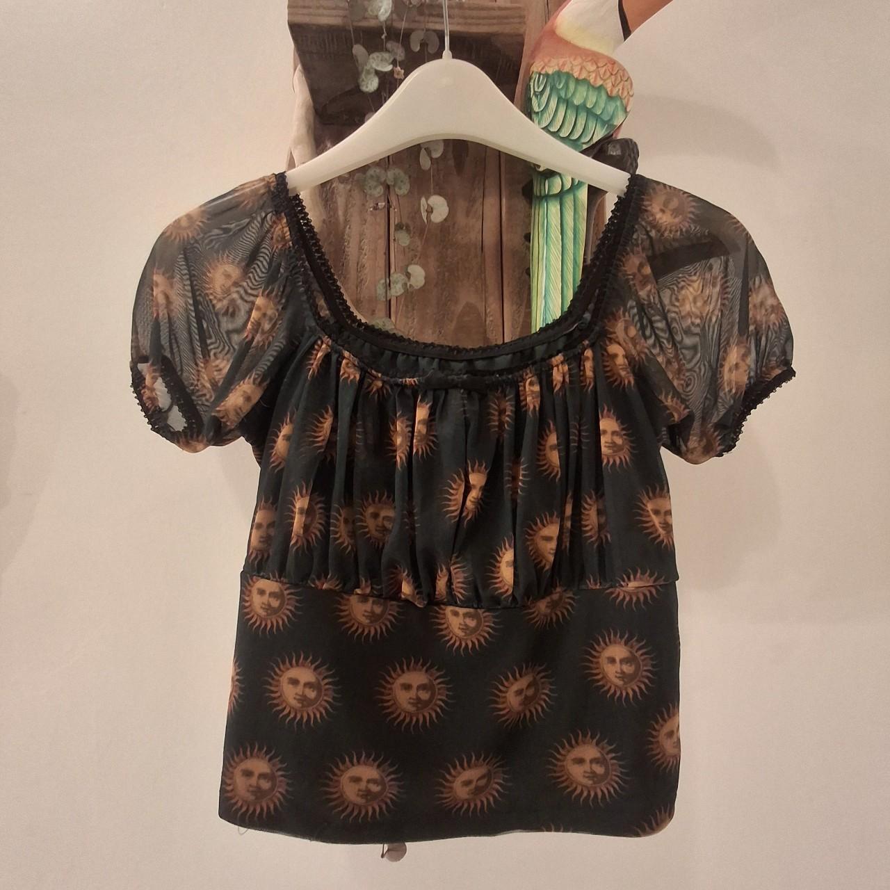 Celestial Sun Mesh Orange & Black Crop Top - Festigal