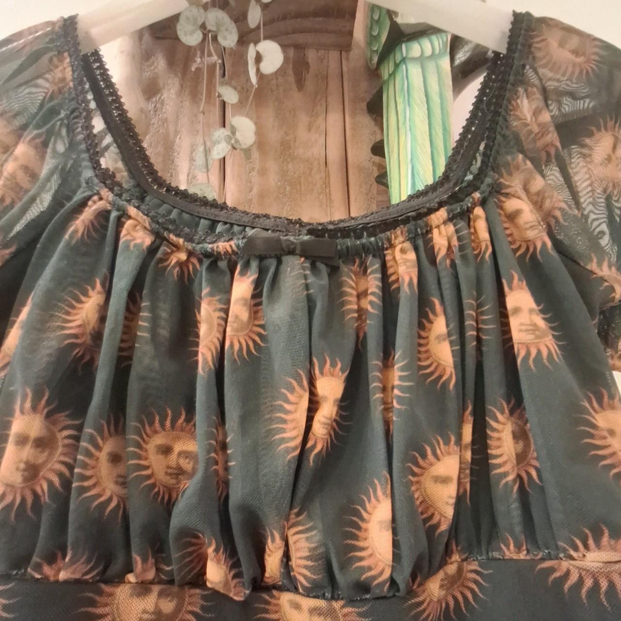 Celestial Sun Mesh Orange & Black Crop Top - Festigal