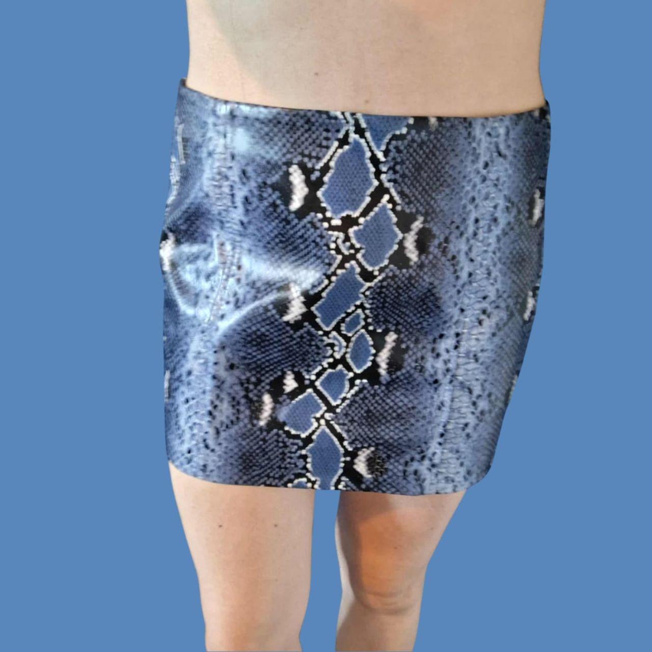 Camila Coehlo Blue Faux Leather Mini Skirt - Festigal