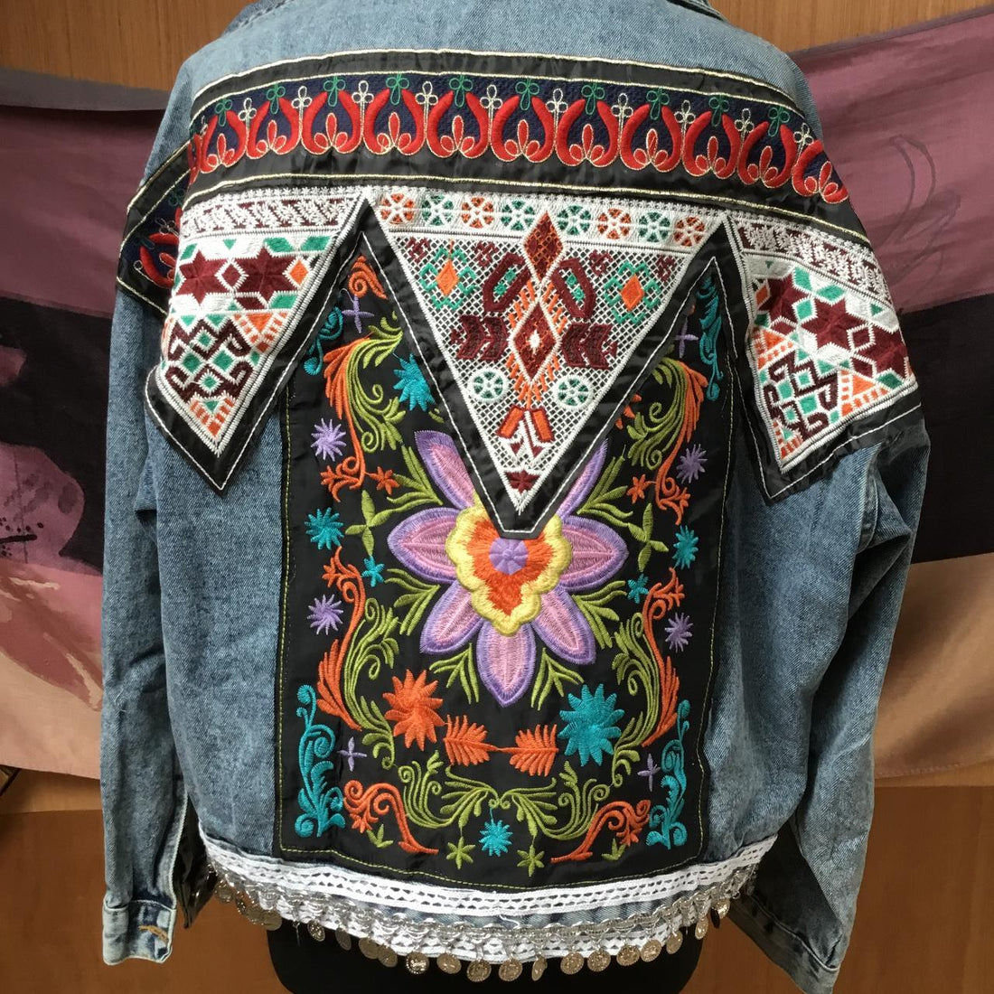 Embroidered Oversized Light Blue Denim Jacket