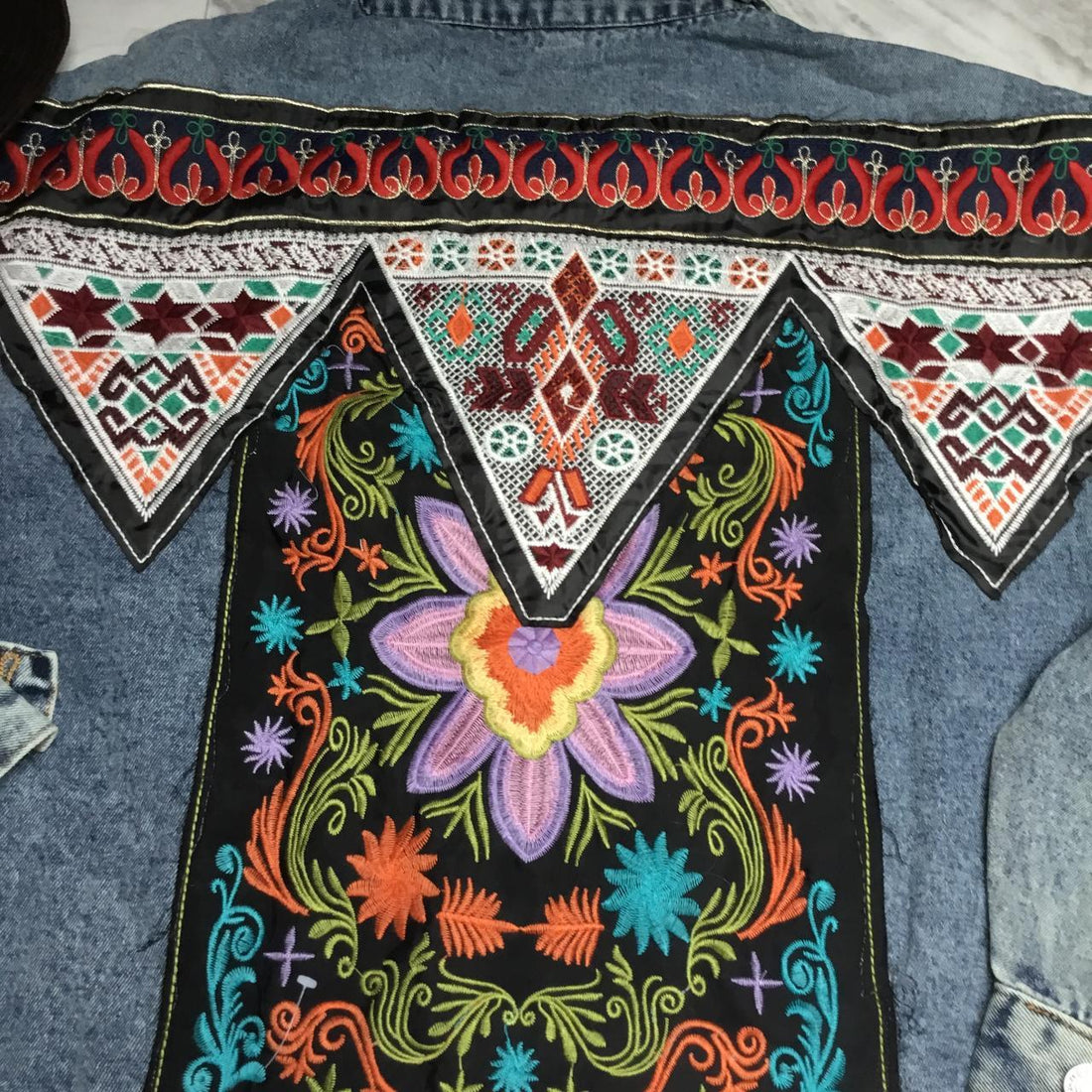 Embroidered Oversized Light Blue Denim Jacket