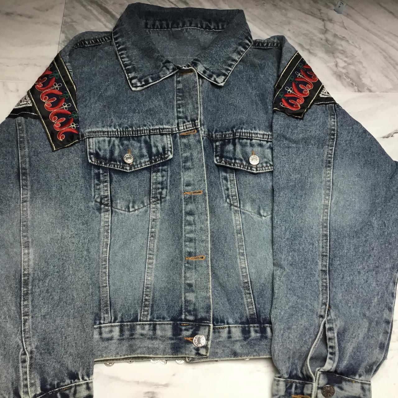 Embroidered Oversized Light Blue Denim Jacket