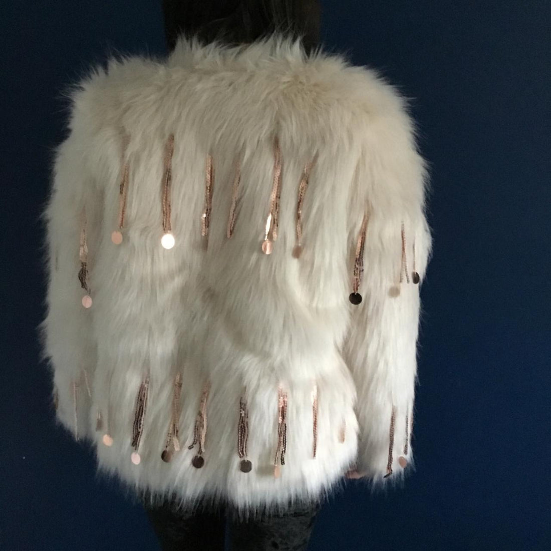 Women's Faux Fur Sequin Tassel Jacket - Festigal