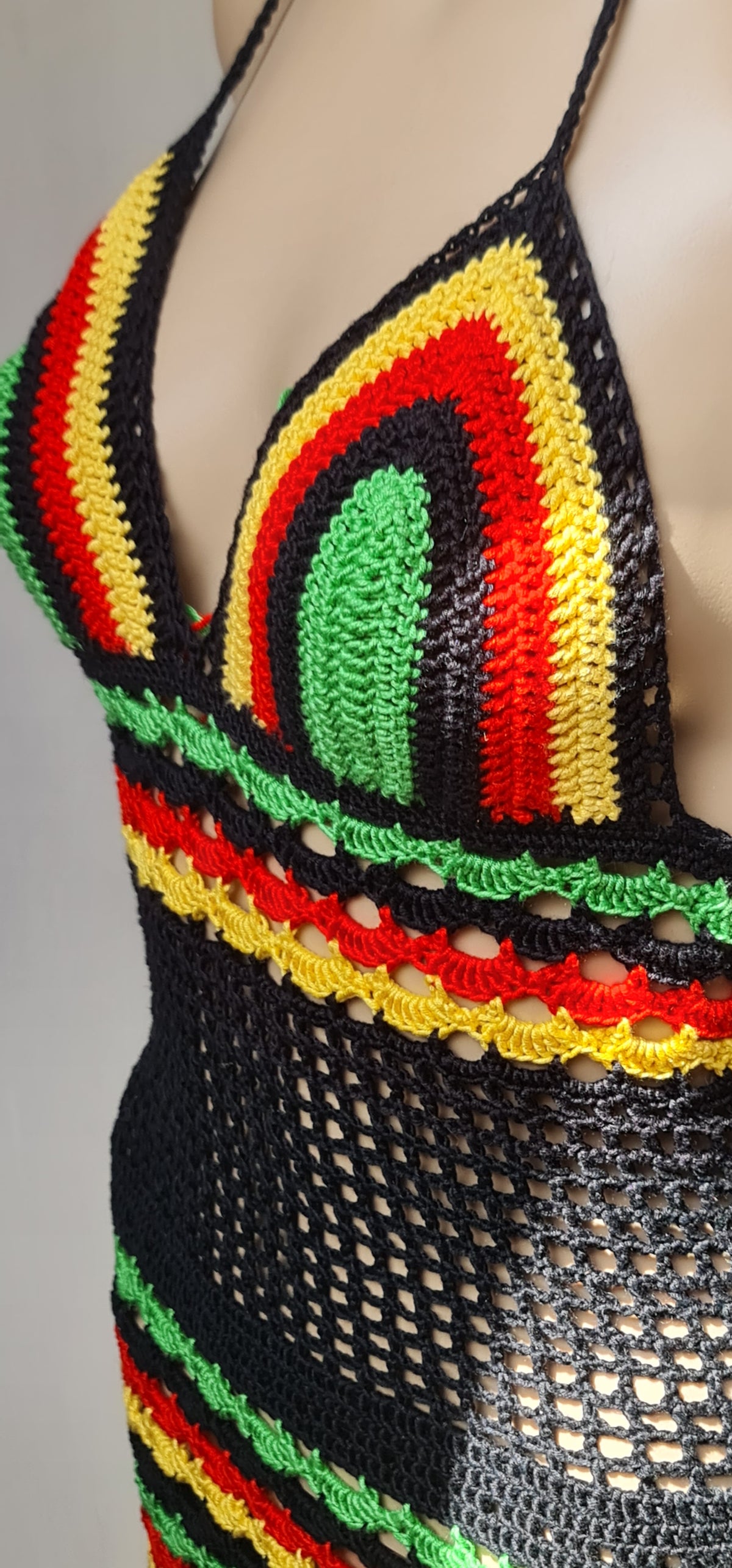 Handmade Crochet Unique Festival Halter Top Bralette and Dress