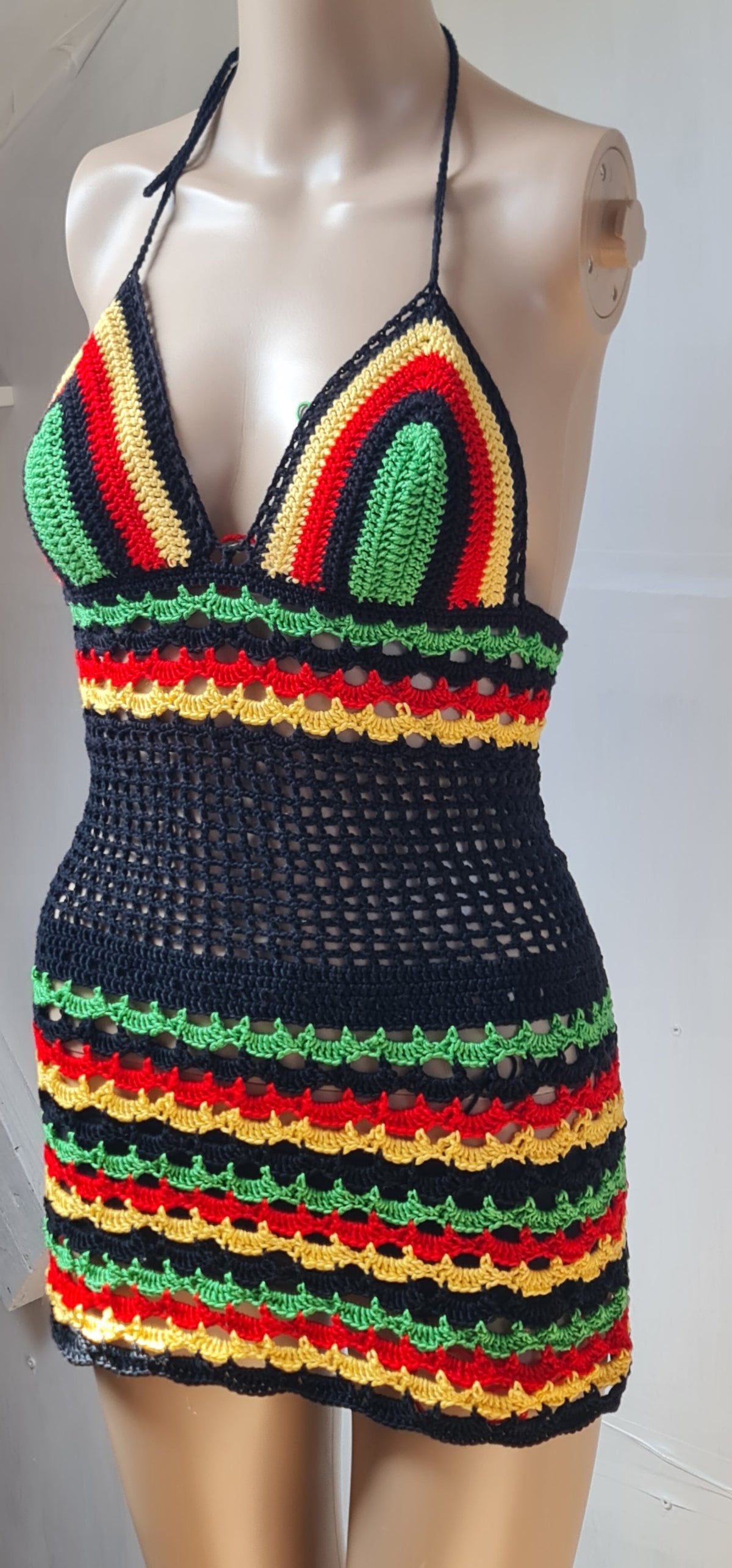 Handmade Crochet Unique Festival Halter Top Bralette and Dress