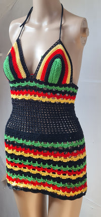 Handmade Crochet Unique Festival Halter Top Bralette and Dress