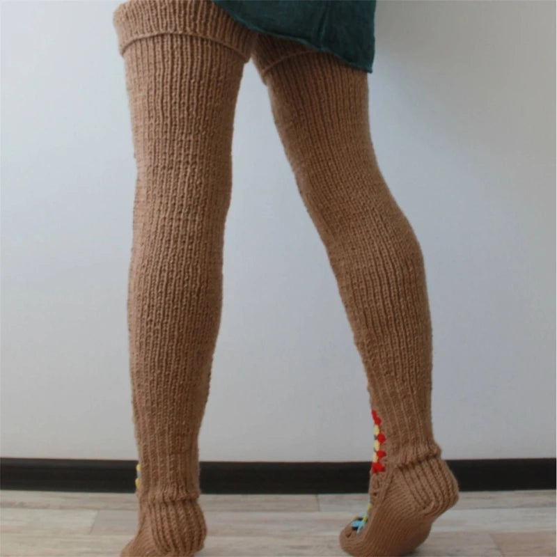 Granny Square Thigh High Socks