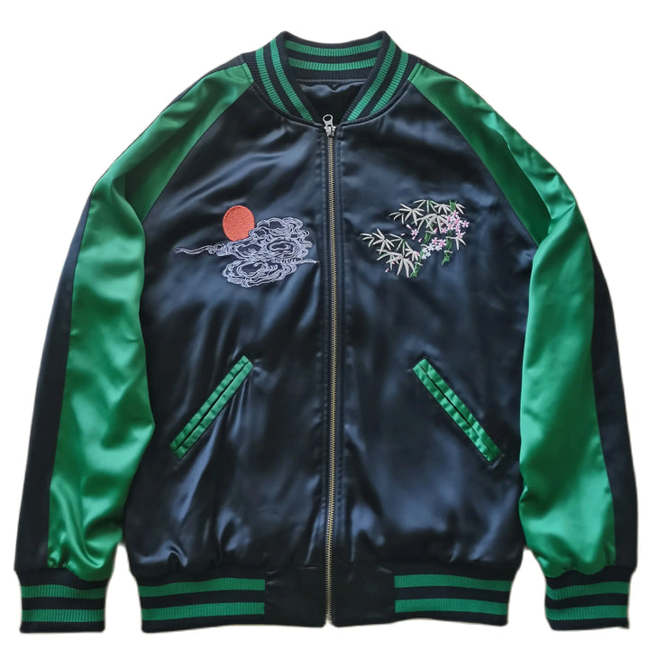 Men's Satin Embroidered Tiger Bomber Jacket - Festigal
