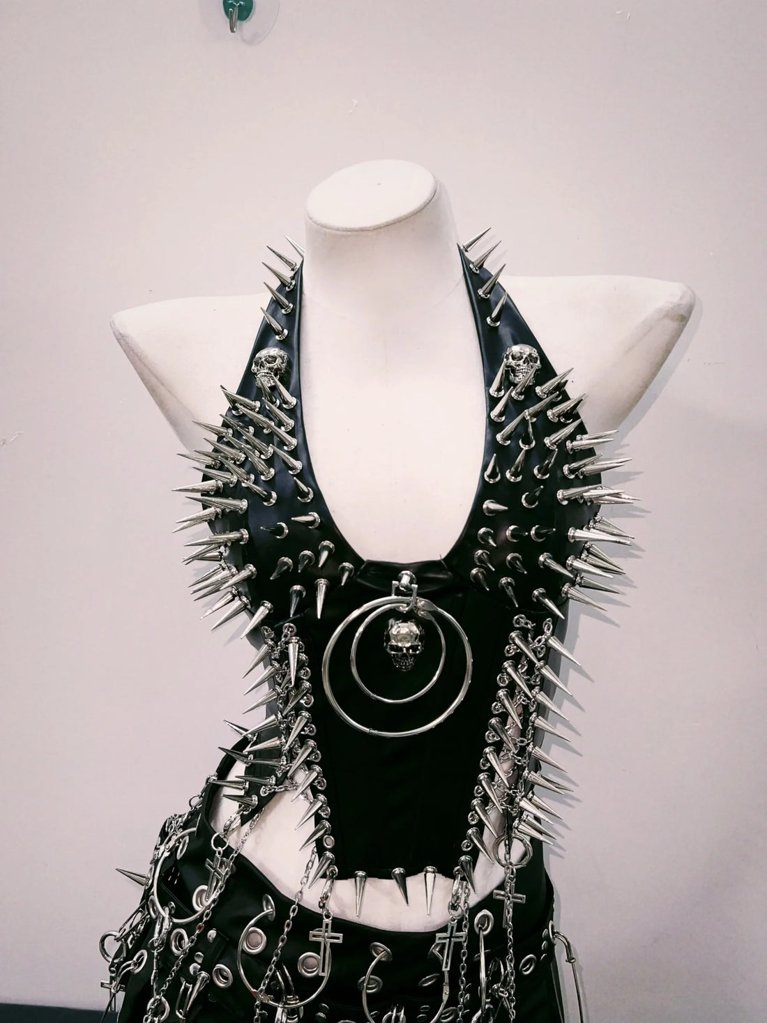 Faux Leather Spiked Halter Neck Top