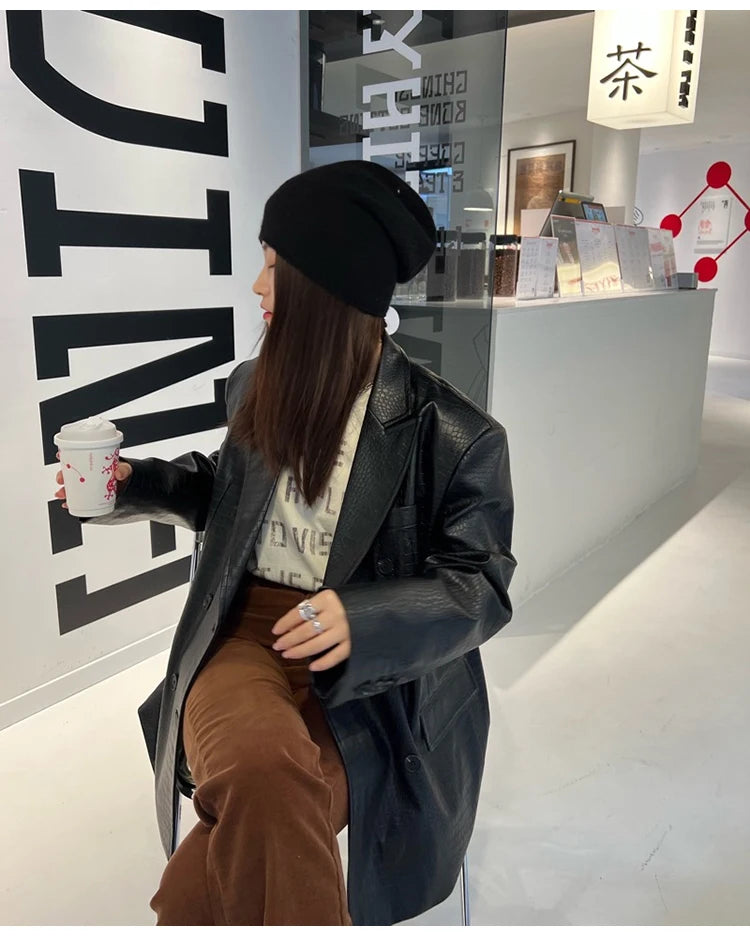 Crocodile Faux Leather Blazer - Festigal