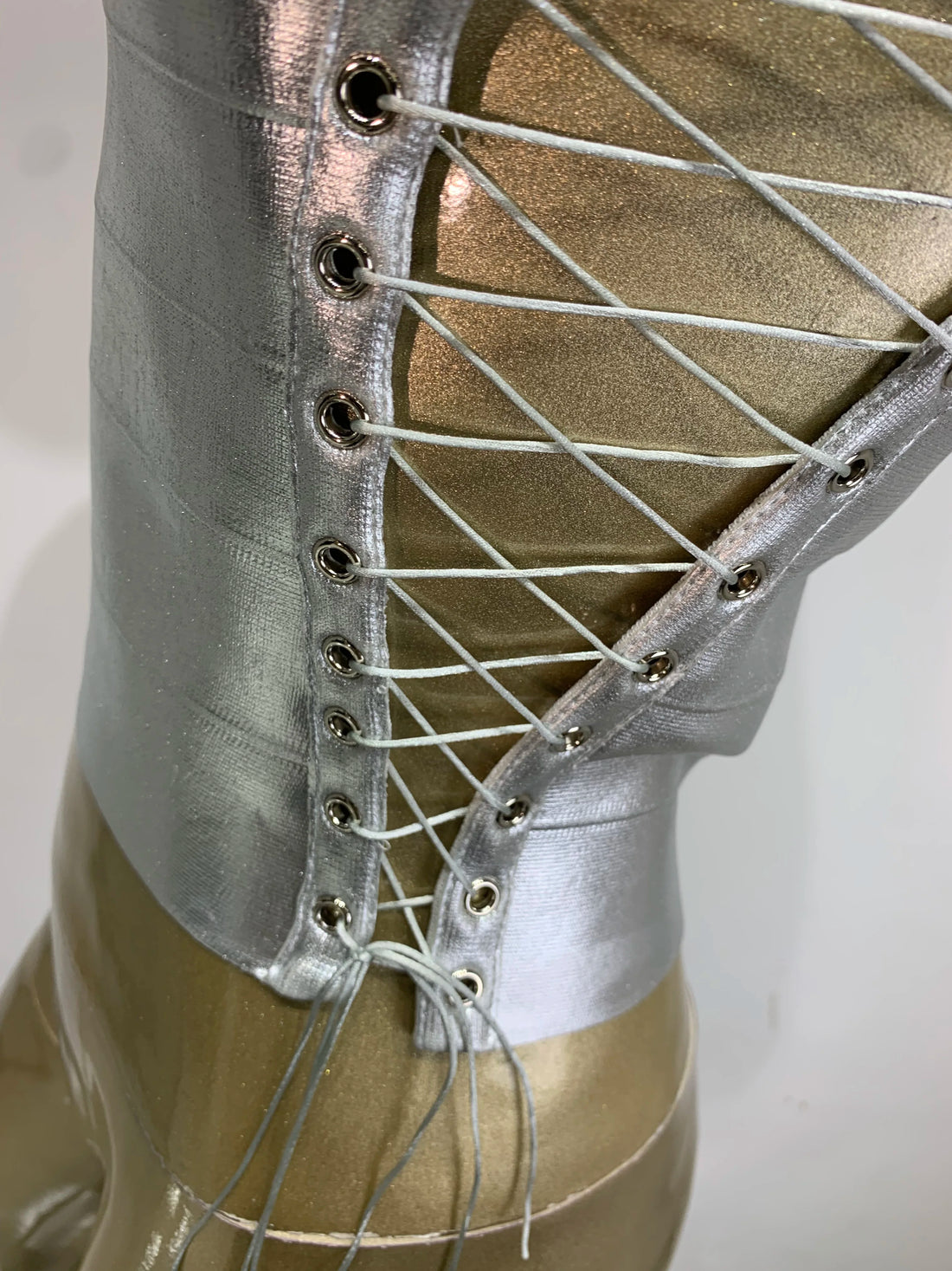 Metallic Bandage Lace Up Top