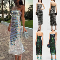 Holographic Sequin Maxi Dress