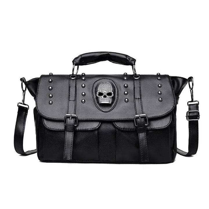 Faux Leather Skull Crossbody Bag - Festigal