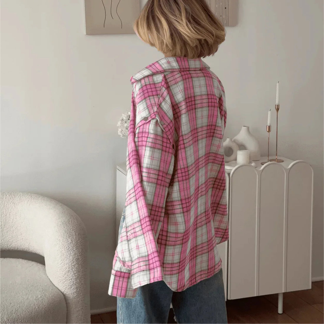 Pink & White Plaid Shirt - Festigal