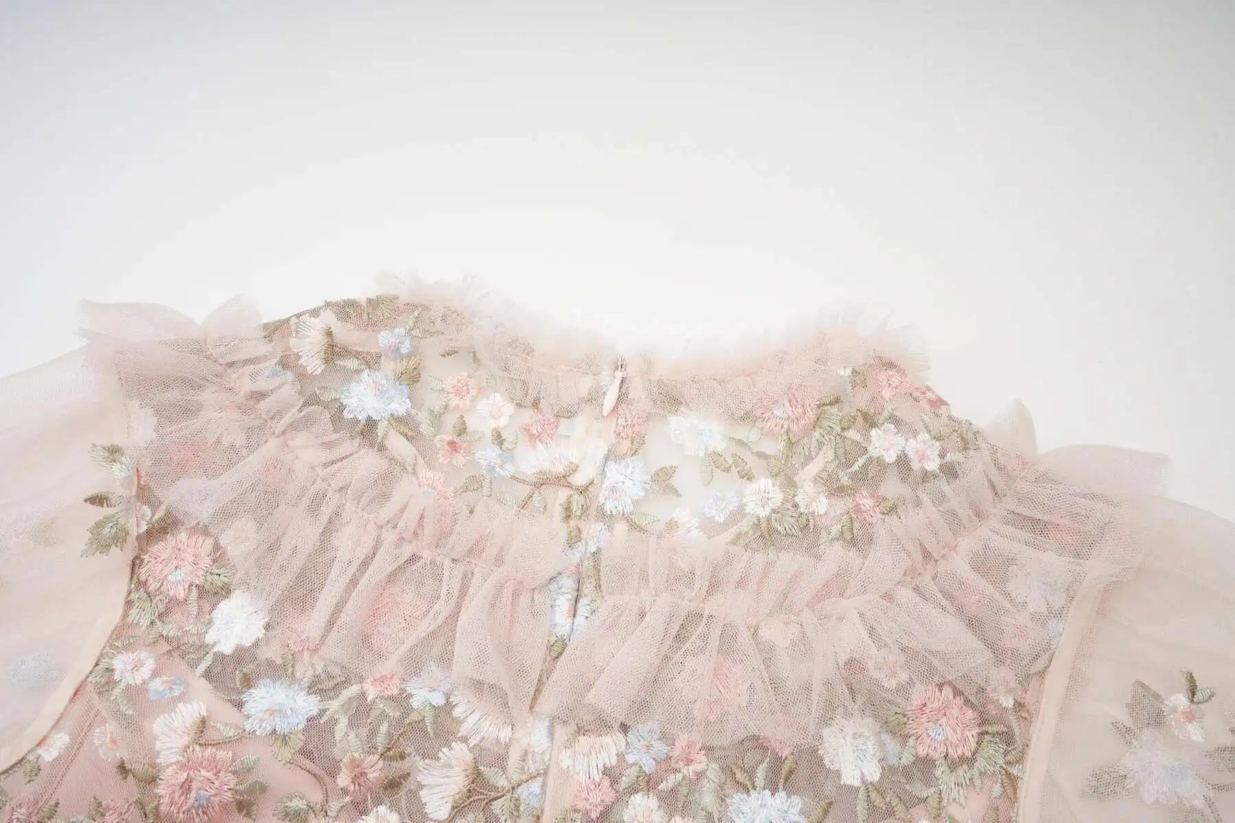 Floral Ruffled Embroidered Maxi Dress